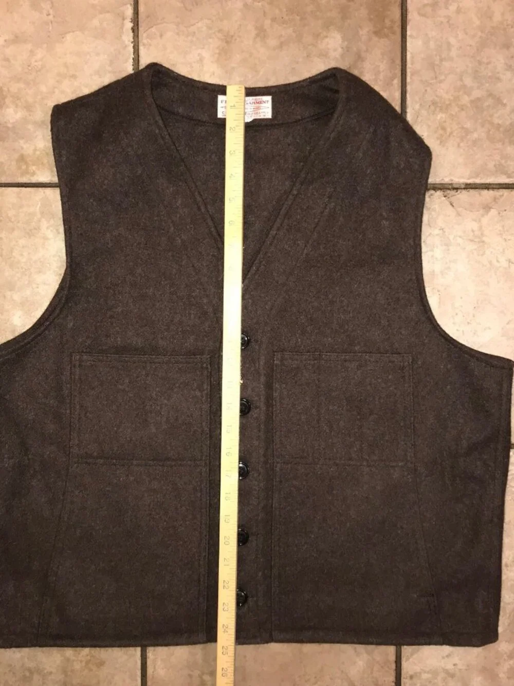 Men's Filson Mackinaw Virgin Wool Vest-Size 48 (XL/2XL) Brown